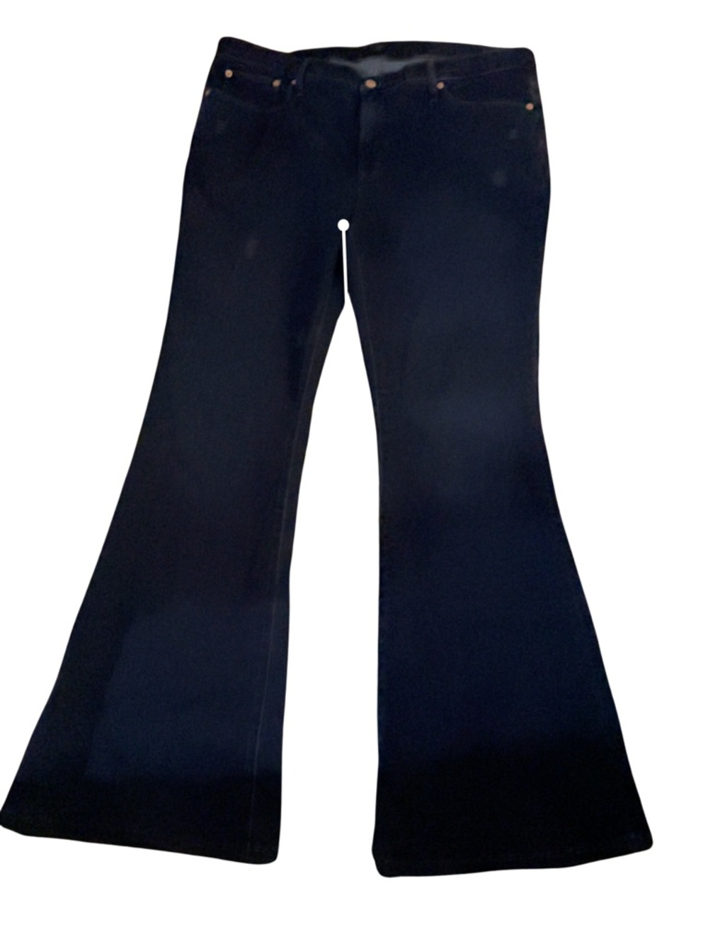 J.Crew Factory Full Length Flare Jeans Dark Navy Wash Size 32 NWOT Distressed